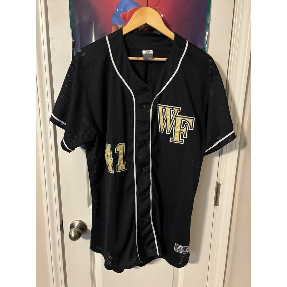 Russell Athletic Wake Forest Demon Deacons Baseball Jersey Mens XL Black 41 Mesh